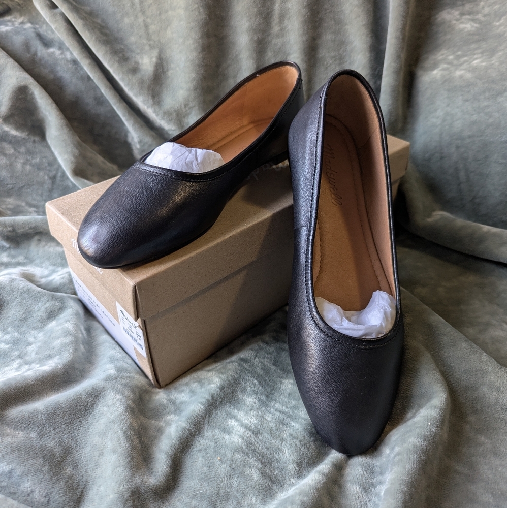 New Madewell Alana Ballet Flat Black Leather